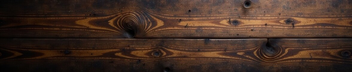 Obraz premium Dark brown wood texture, grunge rustic background Wide panorama banner , element, wood panel