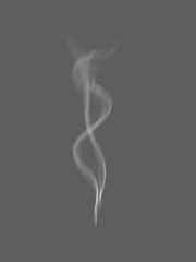 White realistic fire smoke set on hot dish or mug haze isolated design elements on black background