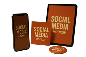 Mockup of social media branding across various digital devices.