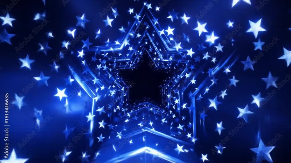 Aufkleber abstract star tunnel in deep blue tones seamless looping background with stars shining along the cor