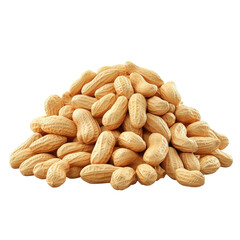 Pile of unshelled peanuts resting on a clean surface, showcasing their natural texture and color, ideal for snacks and cooking on transparent background