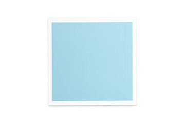 Light blue square with white border suspended against transparent backdrop, serving graphic design and digital composition needs