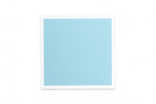 Light blue square with white border suspended against transparent backdrop, serving graphic design and digital composition needs