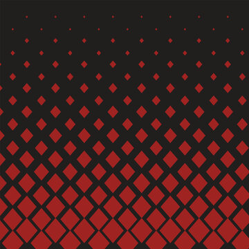  Abstract halftone red colour squear dimond geometric pattern, minimal black background border texture.