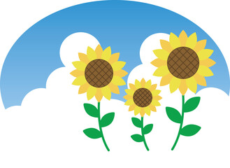 ひまわりの青空イラスト素材・夏