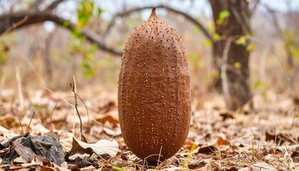 Brown seed pod in forest floor