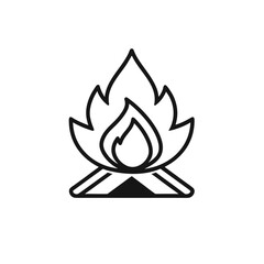 Simple Line Art Campfire Icon:  Warm, Cozy, Outdoor Adventure Symbol