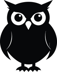 Owl silhouette vector illustration, great horned owl silhouette icon on white background.