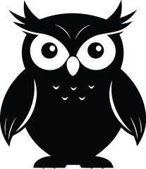 Owl silhouette vector illustration, great horned owl silhouette icon on white background.
