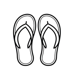 Simple black and white outline of flip flops