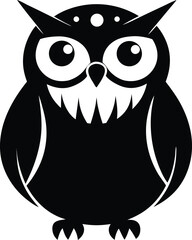 Owl silhouette vector illustration, great horned owl silhouette icon on white background.