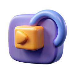 3d stylized folder icon with a blue handle isolated on transparent background