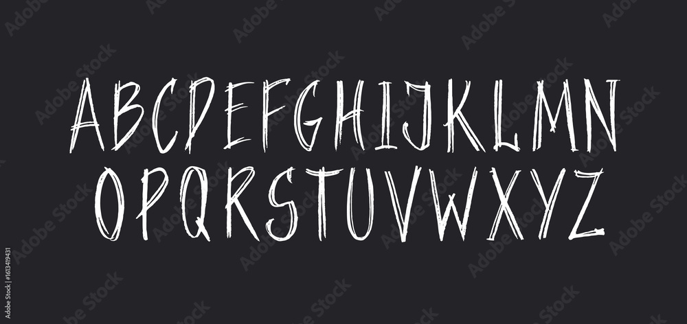 Poster typography colored font with scribble alphabet. modern abstract typeface design with letters in cray