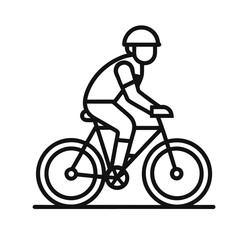 Line Art Illustration: Cyclist in Helmet Riding Bicycle, Active Lifestyle, Simple Design