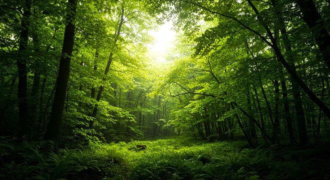 sun rays in the forest - Powered by Adobe