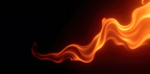 Fiery S-shaped flames against black background, heat, inferno