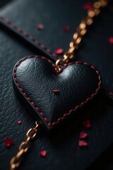 Heart chains on black leather Dark, sensual, luxury, BDSM , bondage, roll