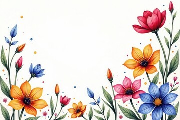 Hand-drawn floral sketches, line art design elements , drawing, decoration, line art