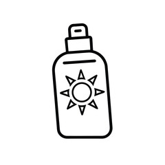 Sun Protection Spray Bottle Icon:  Bold Line Art, Summer Essentials, Skincare Graphic
