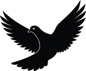 dove flying silhouette, silhouette of a dove, illustration of a flying bird, dove of peace, dove in flight