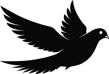 dove flying silhouette, silhouette of a dove, illustration of a flying bird, dove of peace, dove in flight