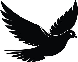 dove flying silhouette, silhouette of a dove, illustration of a flying bird, dove of peace, dove in flight