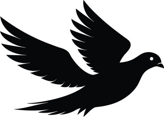 dove flying silhouette, silhouette of a dove, illustration of a flying bird, dove of peace, dove in flight