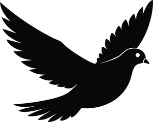 dove flying silhouette, silhouette of a dove, illustration of a flying bird, dove of peace, dove in flight