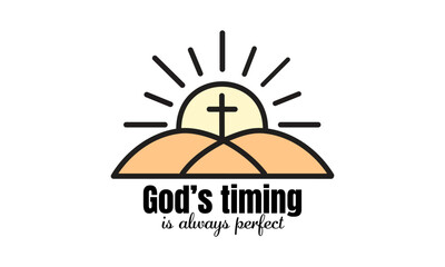 Obraz premium God's timing is always perfect. Biblical Phrase, Christian typography for banner, poster, photo overlay, apparel design 