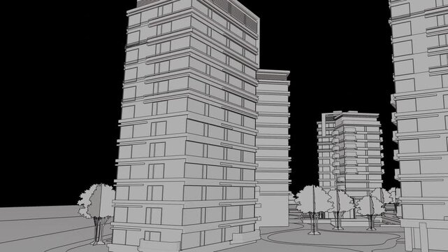 Animation of a Generic Apartment Building complex, Seamless Looped Animation	