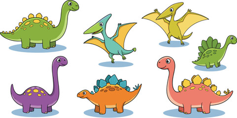 dinosaur, cartoon, cute, dino, animal, prehistoric, colorful, fun, kids, happy, illustration, character, drawing, reptile, nature