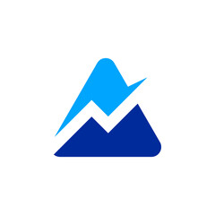Abstract Blue Triangle Logo with Ascending Growth Line