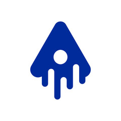 Abstract Blue Triangle with Central Circle and Dripping Elements Logo