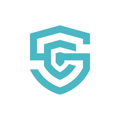 Abstract Teal Shield Logo with Interlocking GS Design