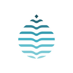 Abstract Teal Water Drop Logo Design with Wave Stripes
