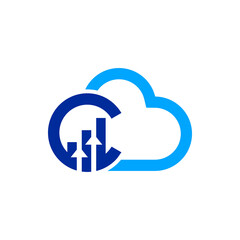 Cloud Data Analytics Logo with Upward Arrows and Circular Enclosure