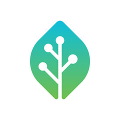 Connected Leaf Logo with Gradient Colors