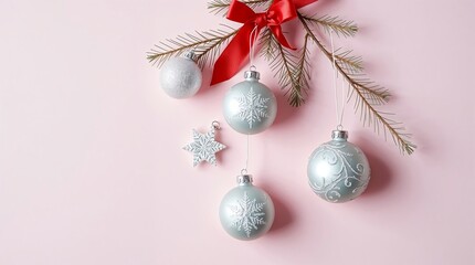 Pink Pastel Christmas Flat Lay — Great for Holiday Beauty Brand or Minimal Design