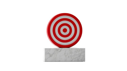 3D target floating above a pedestal, award or recognition concept, background isolated on a Transparent background, PNG file.