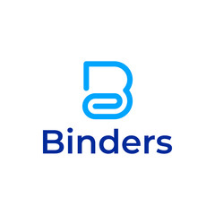 Modern Blue B Logo with Paperclip Element and "Binders" Text Below