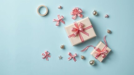 Blue Christmas Wrapping Background — Perfect for Gift Blog Header or Social Post
