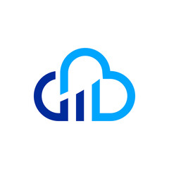Modern Cloud Computing Logo Featuring Blue Cloud and Data Bars