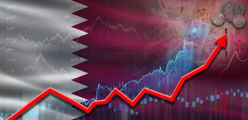 Qatar financial growth on market graph. Qatar economic growth on financial graph