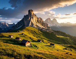Alpine sunset panorama