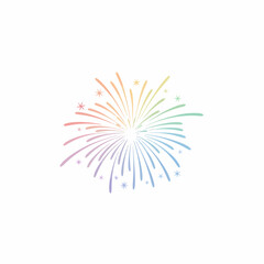 Fototapeta premium Colorful Fireworks Bursting with Rainbow Hues and Starry Sparkles on White Background.