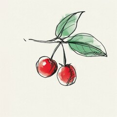 Watercolor sketch of cherries