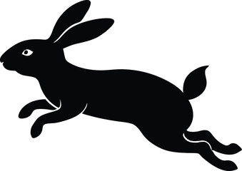 Bunny icon running silhouette,  rabbit vector clipart design
