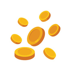 3D Gold Coins Scattered on White Background