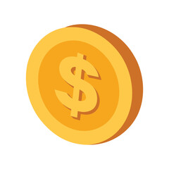 Fototapeta premium 3D Golden Coin with Dollar Sign on White Background