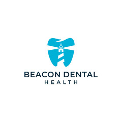 Stylized Tooth Silhouette with Integrated Lighthouse Design for Dental Health
